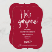 Invitation Hello gorgeous Galentine's Day xoxo Red custom (Devant / Derrière)