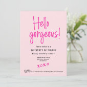 Invitation Hello Gorgeous XOXO Pink Galentine’s Day Brunch  (Debout devant)
