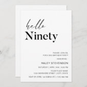 Invitation Hello Ninety Modern Chic minimalist 90e anniversai (Devant / Derrière)