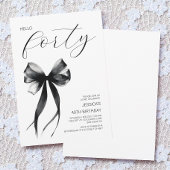 Invitation Hello Quarty Black Bow Elegant 40e fête d'annivers