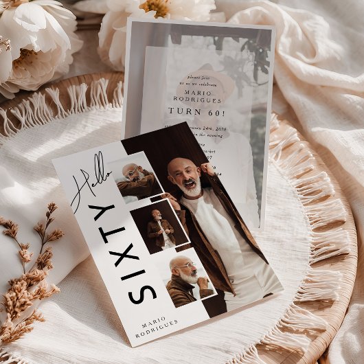 Invitation Hello SIXTY' Modern Photo Collage 60th Birthday