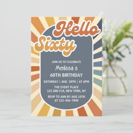 Invitation Hello Sixty Retro Sun Super Wave 60e anniversaire (Debout devant)