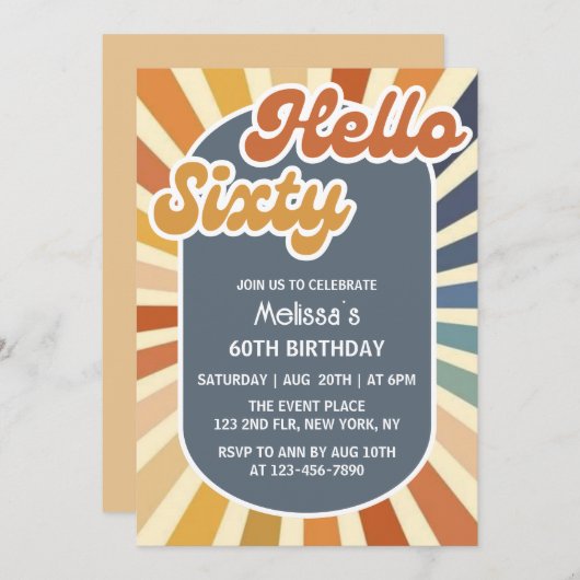 Invitation Hello Sixty Retro Sun Super Wave 60e anniversaire (Devant / Derrière)