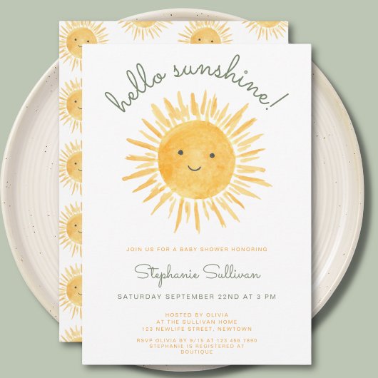 Invitation Hello Sunshine Baby Shower 