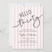 Invitation Hello Thirty Modern Script Simple 30th Birthday (Devant)