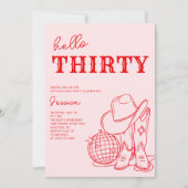 Invitation Hello Thirty Pink Western 30th Birthday Party (Devant)