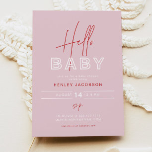 Invitation HENLEY Edgy Baby shower moderne rose et rouge fill