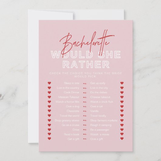 Invitation HENLEY Red Pink Voudrait-Elle Plutôt Jeu De Mariag (Devant)