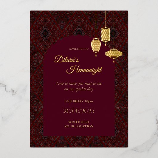 Invitation henna avec votre programme au verso (Recto)