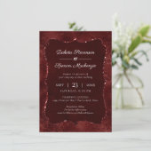 Invitation Henné Romance | Red Satiny Grunge Damask (Debout devant)