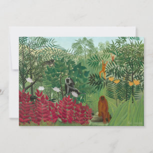 Invitation Henri Rousseau - Forêt tropicale avec singes