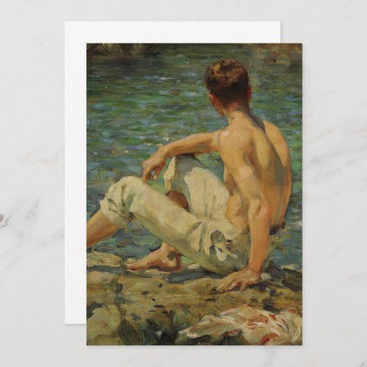 Invitation Henry Scott Tuke Gold Et Green (Devant / Derrière)
