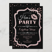 Invitation Hens Party Black Rose Gold (Devant / Derrière)