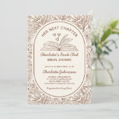 Invitation Her Next Chapter Book Club Brown Bridal Shower (Debout devant)