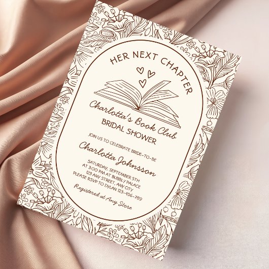 Invitation Her Next Chapter Book Club Brown Bridal Shower