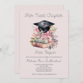 Invitation Her Next Chapter Books Graduation Announcement (Devant / Derrière)