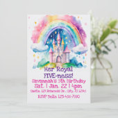 Invitation Her Royal Five-ness Rainbow Castle 5th Birthday (Debout devant)