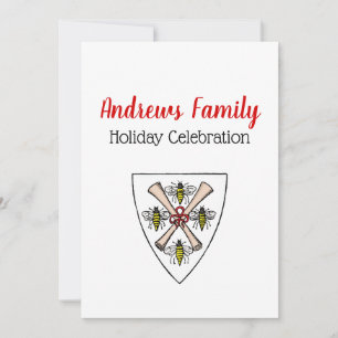 Invitation Héraldique Vintage 4 abeilles rouleaux sur bouclie