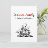 Invitation Héraldique Vintage Nautique Clipper Ship Crest (Debout devant)