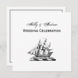 Invitation Héraldique Vintage Nautique Clipper Ship Crest