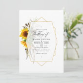 Invitation Herbarium rustique tournesols Mariage de Bohême (Debout devant)