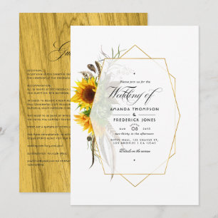 Invitation Herbarium rustique tournesols Mariage de Bohême