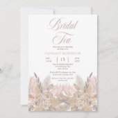 Invitation Herbe Boho Pampas |Douche à thé neutre Rose (Devant)