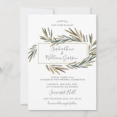 Invitation Herbe d'aquarelle botanique simple Mariage rustiqu (Devant)