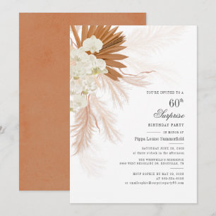Invitation Herbe de la Pampa Orange Brûlé Fête des 60 ans