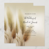 Invitation Herbe de Pampa Dorée Mariage Bohème Bohé (Devant / Derrière)