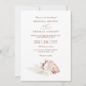 Invitation Herbe de Pampa Élégant Mariage Code QR Souple (Devant)