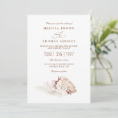 Invitation Herbe de Pampa Élégant Mariage Code QR Souple (Debout devant)