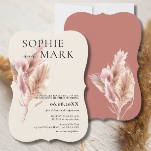 Invitation Herbe de Pampa Rustique Bohème Rose Mauve