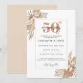Invitation Herbe de Pampas Boho 50e anniversaire de mariage (Devant / Derrière)