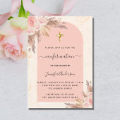 Invitation Herbe de pampas de confirmation rose blush marbre 