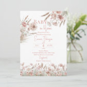 Invitation Herbe de Pampas Fleurie Rose (Debout devant)