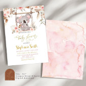 Invitation Herbe de Pampas Rose Flore Koala Australien Bébé F