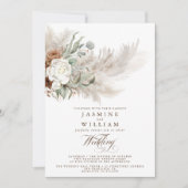 Invitation Herbe des Pampas Bohème Budget Code QR Mariage (Devant)