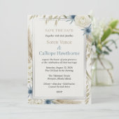 Invitation Herbe des Pampas Bohème, Chardon & Roses Blanches (Debout devant)