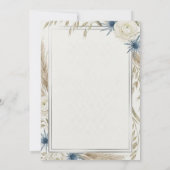 Invitation Herbe des Pampas Bohème, Chardon & Roses Blanches (Dos)