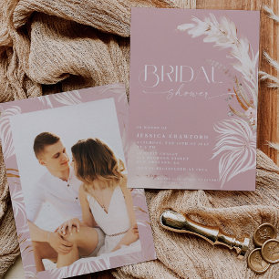 Invitation Herbe des Pampas Boho Rose Poussiéreuse Photo Show