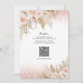 Invitation Herbe des Pampas de baptême Rose Christening (Dos)