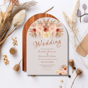 Invitation Herbe des Pampas Rustique Roses Bohémiens & Cuivre