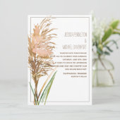 Invitation Herbe des Pampas Rustique sur Mariage Blanc (Debout devant)