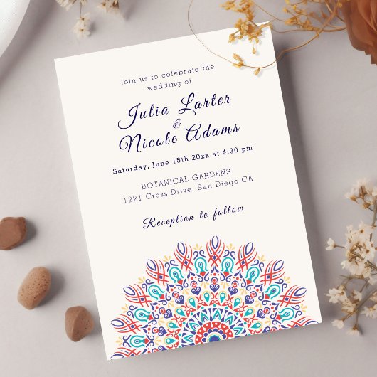 Invitation Herbe des Pampas Sèche Plume Douce Mandala Mariage
