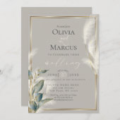 Invitation Herbe Smokey Anthurium Turquoise et Pampas en plum (Devant / Derrière)