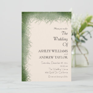 Invitation Herbe verte classique Motif Beige Elégant Mariage
