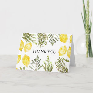 Invitation Herbes botaniques Citrons Aquarelle Merci