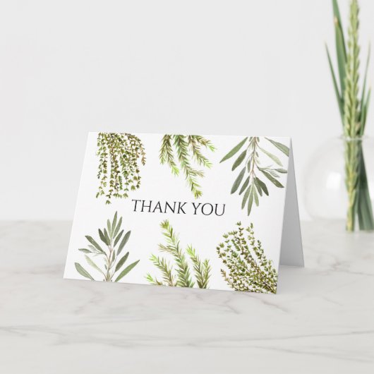 Invitation Herbes botaniques Rosemary Merci d'aquarelle (Devant)