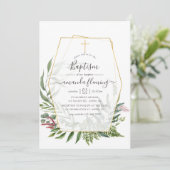 Invitation Herbier de forêt géométrique baptême (Debout devant)